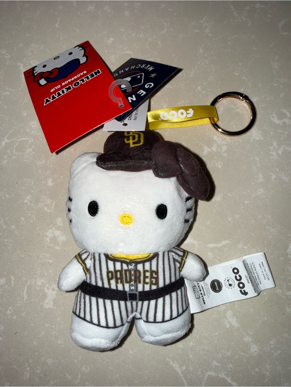 Hello Kitty San Diego Padres Mini Plush Keychain/Bag Charm Set - Picture 4 of 5